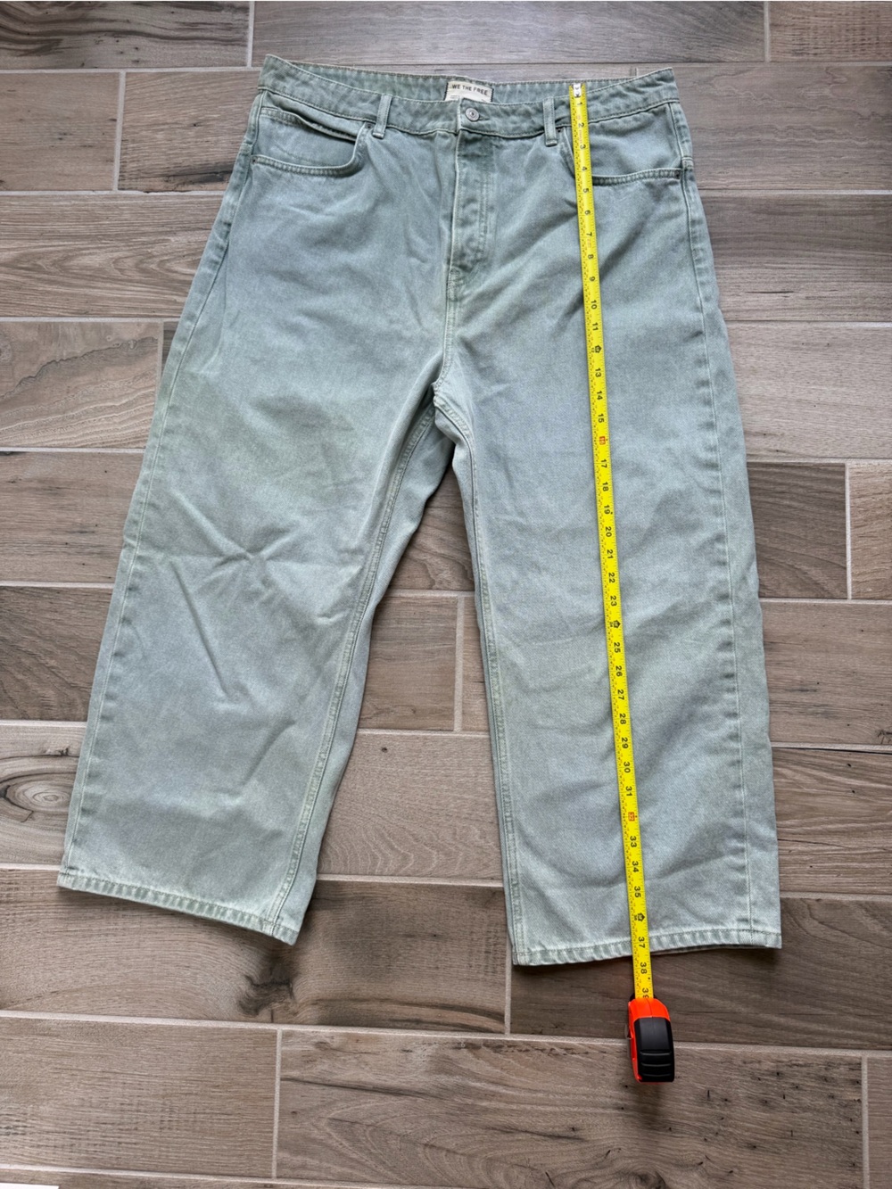 We The Free Deep Trance Dropped Boyfriend Jeans size 33 Green Eyes - Picture 6 of 9